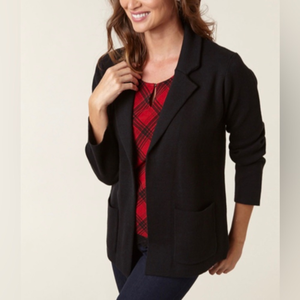 Cleo Petites Black Short Blazer Sweater Coat size small